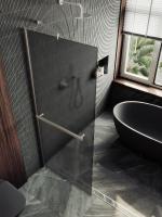 Душевая перегородка в профиле MaybahGlass 1950*690 Стекло 8 мм Графит матовый +Полотенцедержатель  Профиль: Широкий, Цвет Хром матовый MGD-724-5ш