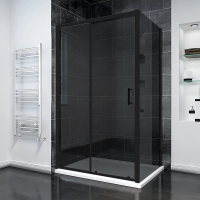 Душевой угол раздвижной прямоугольный RV055BT-11090-05-C8 1100х900х1950 Цвет профиля Чёрный матовый Стекло Тонированное Veconi
