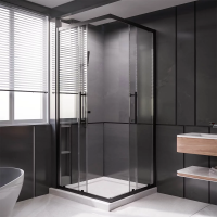 Душевой угол раздвижной 1000Х1000x2000 цвет профиля Чёрный матовый стекло прозрачное  PTC20-B-100100-01-C4 Premium Veconi