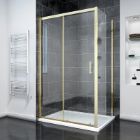 Душевой угол раздвижной прямоугольный RV055G-11080-01-C8 1100х800х1950 Цвет профиля Золото брашинг Стекло Прозрачное Veconi