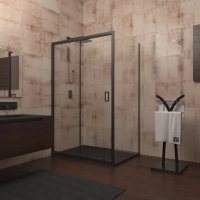 Душевой угол раздвижной прямоугольный RV046B-150120-01-C5 1500х1200х1950 Цвет профиля Чёрный  Стекло Прозрачное Veconi