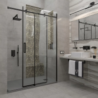 Душевая дверь раздвижная VN74B-120-01-C4 1200x1950 Цвет профиля Чёрный матовый Стекло Прозрачное Veconi