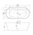 Отдельностоящая, овальная акриловая ванна, с возможностью установки смесителя на борт ванны, внешняя поверхность черная. Слив-перелив BB39-OVF-CRM (-BRN, -ORO), декоративная накладка на отверстие перелива для ванны BB39-T-BRN (-ORO) приобретается отд