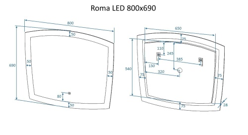Зеркало с подсветкой "Roma 800х700" AM-Rom-800-700-DS-F ART&MAX