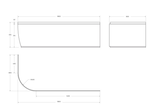 Передняя панель для акриловой ванны, левосторонняя METAURO CORNER-180-SCR-L-W37  CEZARES